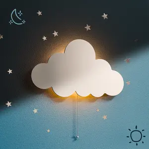 Cloud Light - Floating Cloud Wall Lamp for Nursery, Cute Design for Kids' Bedrooms, Battery-Operated Hanging Cloud Night Lights