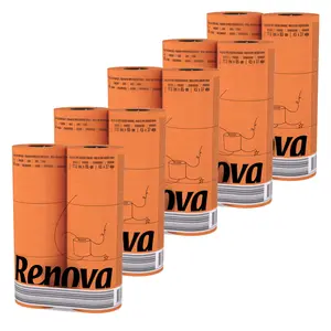 Renova 5-Pack Orange Toilet Paper -choose your color and enhance the mood of your toilet - 30 Compact Rolls- 140 Sheets - 3 Ply - Eco-label Certified - Septic System Safe.