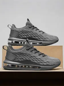 Rear Pull Air Pad Running Shoes, Full Sole Shock Absorption, Breathable Textile Upper, Anti-Slip Durable, All-Season Casual Sneakers, Outdoor Running Sneakers