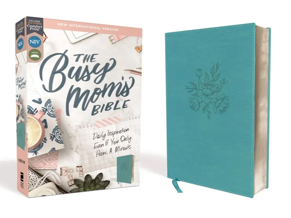 NIV, The Busy Mom's Bible, Leathersoft, Teal, Red Letter, Comfort Print: Daily Inspiration Even If You Only Have One Minute