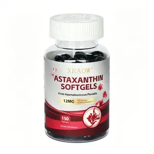 XRAOW Astaxanthin 12mg | Natural Tanning, Fresh Microalgae Source, Easy to Swallow，Eye & Joint Support