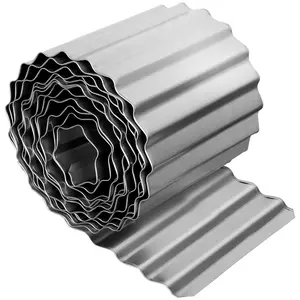 Corrugated Metal Garden Edging – Galvanized Steel Edge – Flexible, Rustproof, Decorative Landscape Edging for Flower Beds, Raised Beds, Lawns, Driveways, Walkways, Tree Rings – Silver