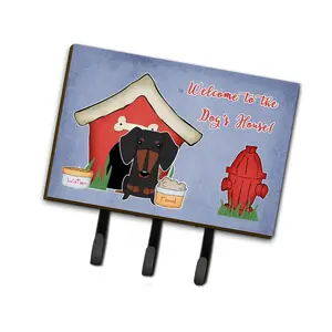 212 MAIN Tan Decorative Metal Wall Hung Hook - Dachshund Print Hardboard Hanger for Dog Leashes, Keys, Home Decor Supplies, Hooks Wall Hung Key