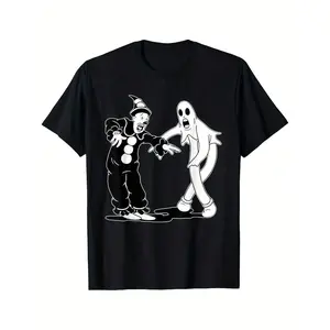 Boys' Koko The Clown & Dancing Graphic Shortleeve Shirt - 100% Cotton Comfy Fabric Hem Top, Soft Breathable Regular Fit, Machine Washable Halloween Outfit, Casual Holiday Gift
