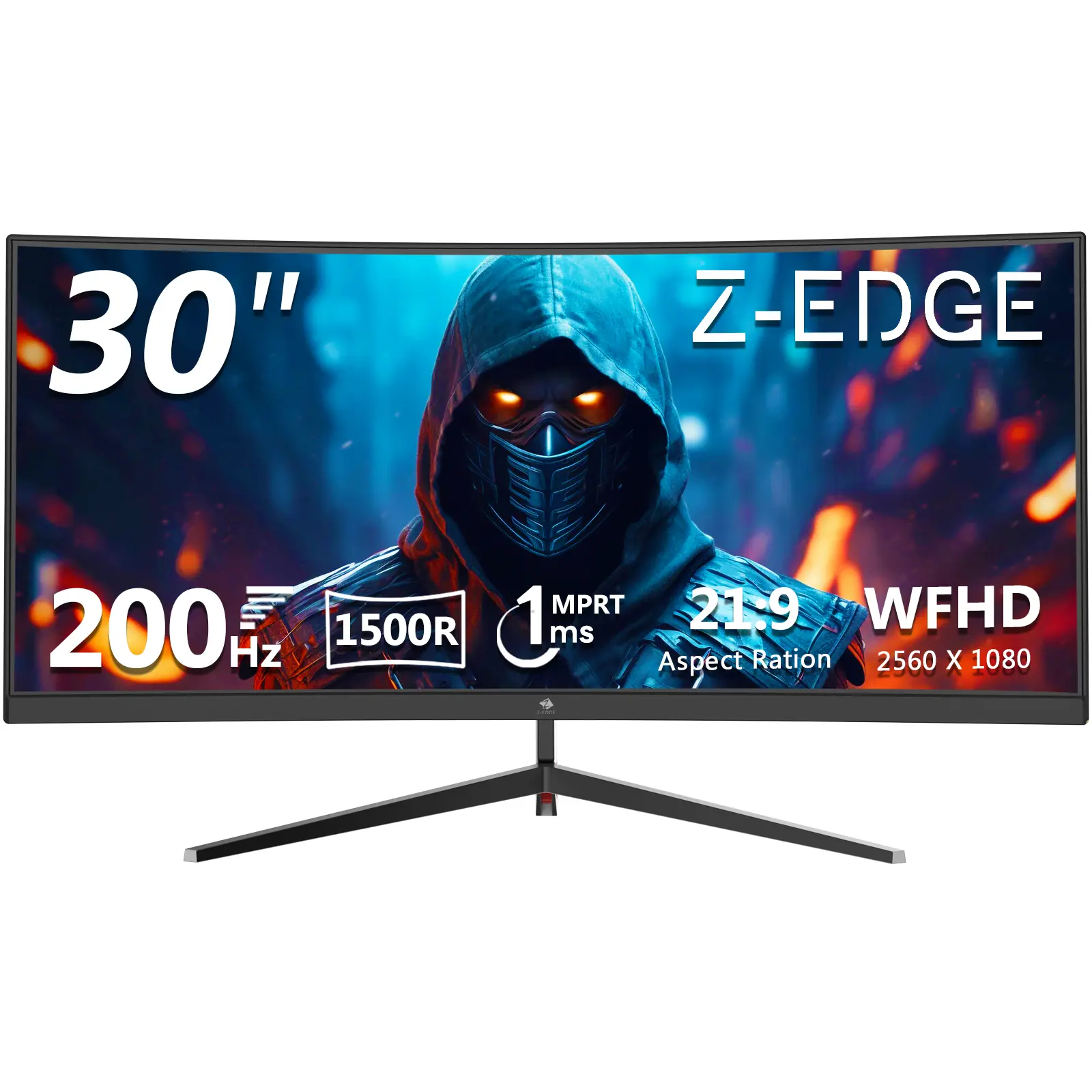Z-EDGE 30" Curved Gaming Monitor, 200Hz WFHD 2560x1080 VA Panel, 21:9 Aspect Ratio, 1500R Curvature, 99% sRGB, FreeSync, HDR Support, DP Ports, Ergonomic Eye-Friendly Desktop Monitor for Gaming Upgrade, Monitors