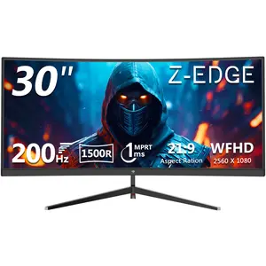 Z-EDGE 30" 200Hz Curved Gaming Monitor, WFHD 2560x1080 VA Panel 21:9 Aspect Ratio 1500R Curvature, 99% sRGB, FreeSync Support High Refresh Rate