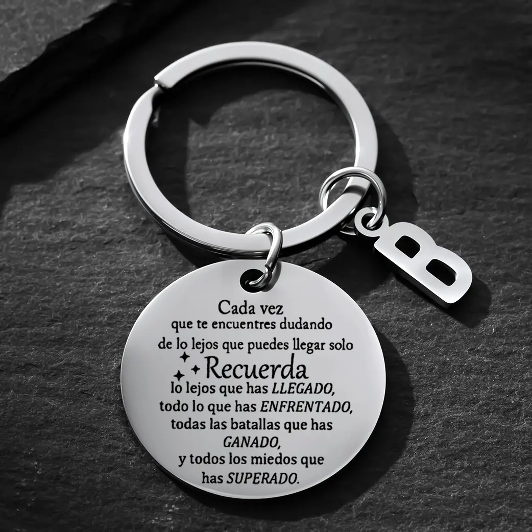Elegant Stainless Steel Inspirational Pendant Keychain - Unisex Fashion Accessory, Heavy-Duty Metal Design, Compact for Purse/Cars, Personalized Initial Style with Motivational Quote, Ideal Gift Clip, Keychain For Purse, Personalized Keychain