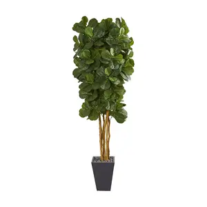 Nearly Natural Fiddle Leaf Artificial Tree in Slate Planter