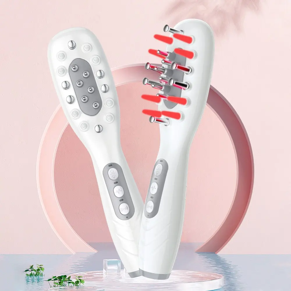 3-In-1 EMS Blue Light Scalp Massager, Vibrating Hair Growth Comb, USB Rechargeable Hair Care Tool for Hair Loss Treatment