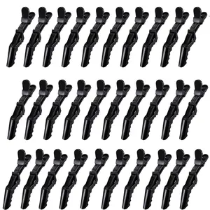 30 Pcs Alligator Hair Clip for Styling Sectioning - Salon Hair Clip for Thick Hair, Plastic Hair Styling Clip with Wide Teeth & Double-Hinged Design (Black)