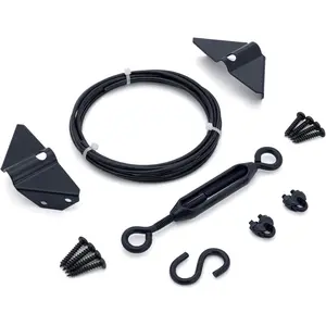 Durable Anti Sag Gate Kit for Wooden Fence, Anti-Sag Gate Support Cable Kit in Zinc, Anti-Sagging Fence Gate Kit Steel Gate Hardware, Wood Door Repair Kit for Outdoor, Black Gate Frame Kit