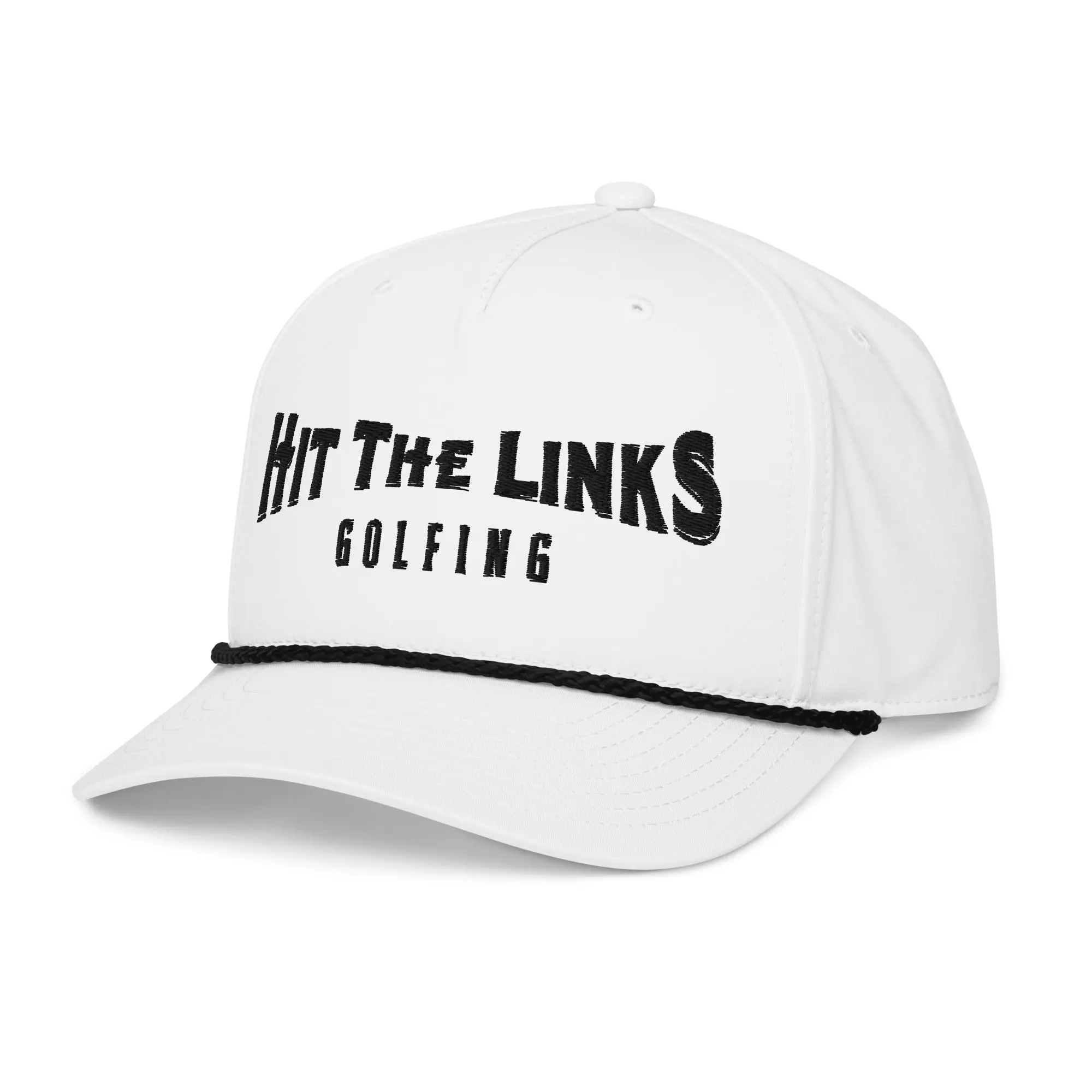 Hit The Links Golfing White Rope Hat with Stay-Dri Sweatband & Adjustable Snapback Closure Classic Braided Rope Detailing One Size Fits Most