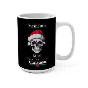 Memento Mori Christmas Mug 15oz, Holiday Gift, Festive Drinkware, Christmas Decor, Gothic Christmas Mug Ceramic Coffee Cup