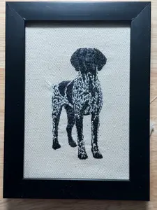 German Pointer (Black) Dog Machine Embroidered and Framed! Unique Canine Charm Tabletop Decor for Home or Office! Other Designs and Breeds Available! Desktop Decoration Sign