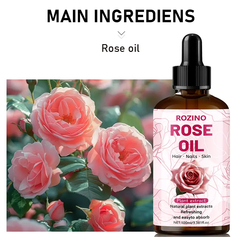 Rozino Rose Oil for Hair Nails & Skin - Youth Moisturizing