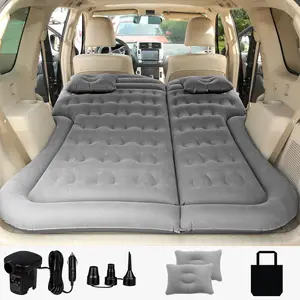 Inflatable Thickened Car Air Bed with Air Pump & Cushion Pillow| Portable SUV Air Mattress Sleeping Pad for Home, Car, Travel and Camping Upgraded Version, Multi-Chamber
