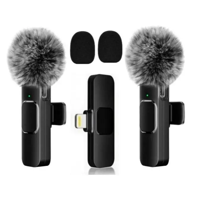 Wireless Mini Lavalier Microphone with Fur Cover,Lightning Port (iPhone 14 & Below), TikTok & Interviews
