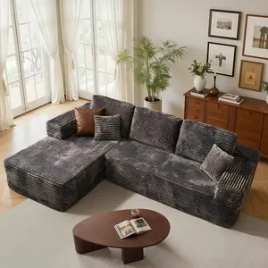 106″ Modular Sectional Sofa, L-Shaped Chaise Lounge Cloud Couch with Deep Seat, Boneless Sectional Couches for Living Room, No Assembly Required, Corduroy Fabric, oversized recliner, sofá