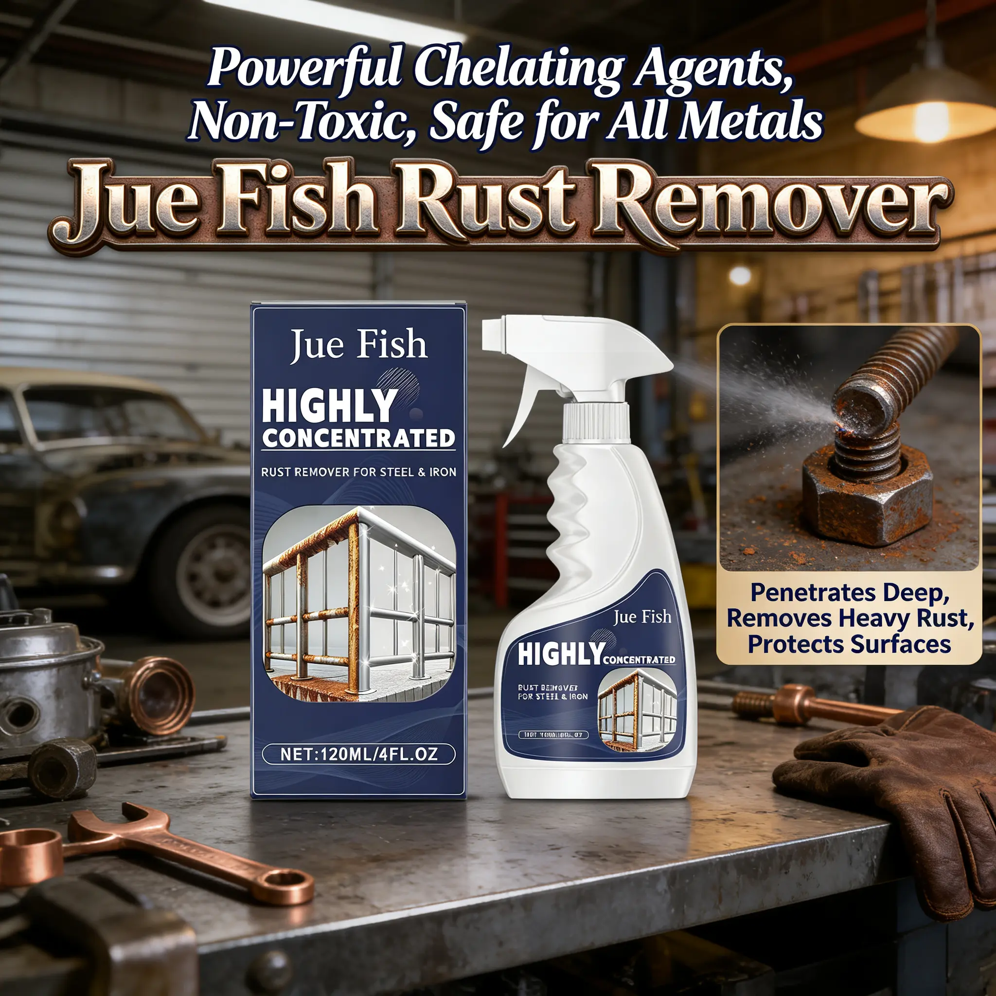 Steel rust remover - Stainless steel rust removal and cleaning agent for dishwashers and kitchen utensils.