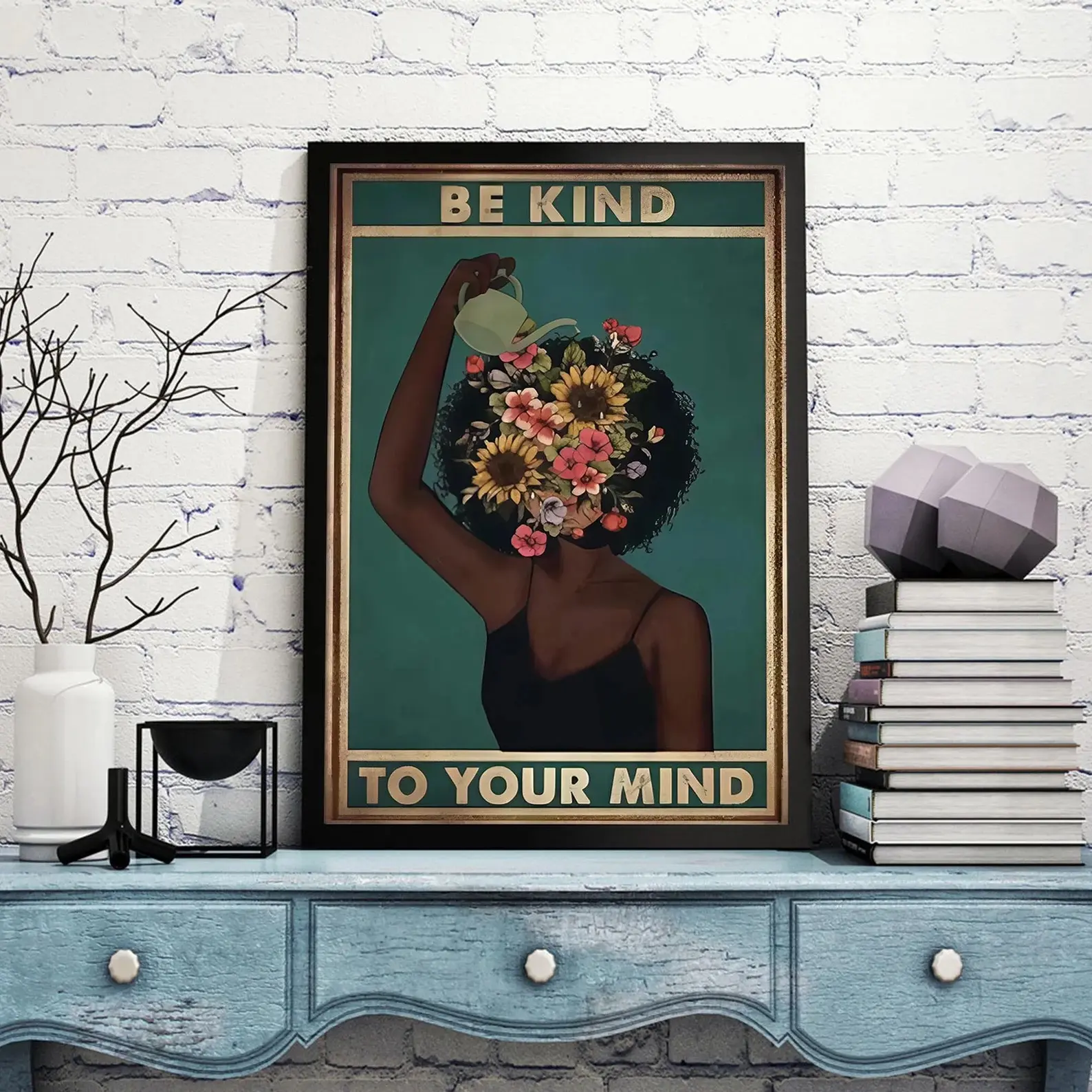 Be Kind to Your Mind Hippie Poster – Peaceful Vintage Wall Art for Cozy Bedroom & Dorm Décor