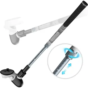 Adjustable Length VR Golf Club Handle for Meta Quest 3S/Quest 3/Oculus Quest 2, 90 Degree Virtual Reality Baseball Controller Attachment, Simulator Real Golf Game (ONLY for Right Controller)