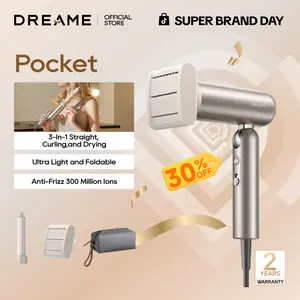 DREAME Pocket Styling High Speed Hair Dryer Folding Travel Quick Dry Home Curly Hair Negative Ion Hair Dryer Blowdryer Hairdryer Fast Drying