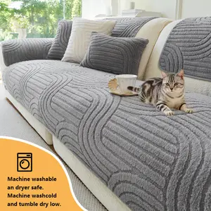 1pc Sofa Cover Plush Sofa Cushion Cover, Couch Cover, Modern Contemporary Style, Reusable & Washable, Pet-Friendly, Anti-Slip, Durable, Warm Winter Design