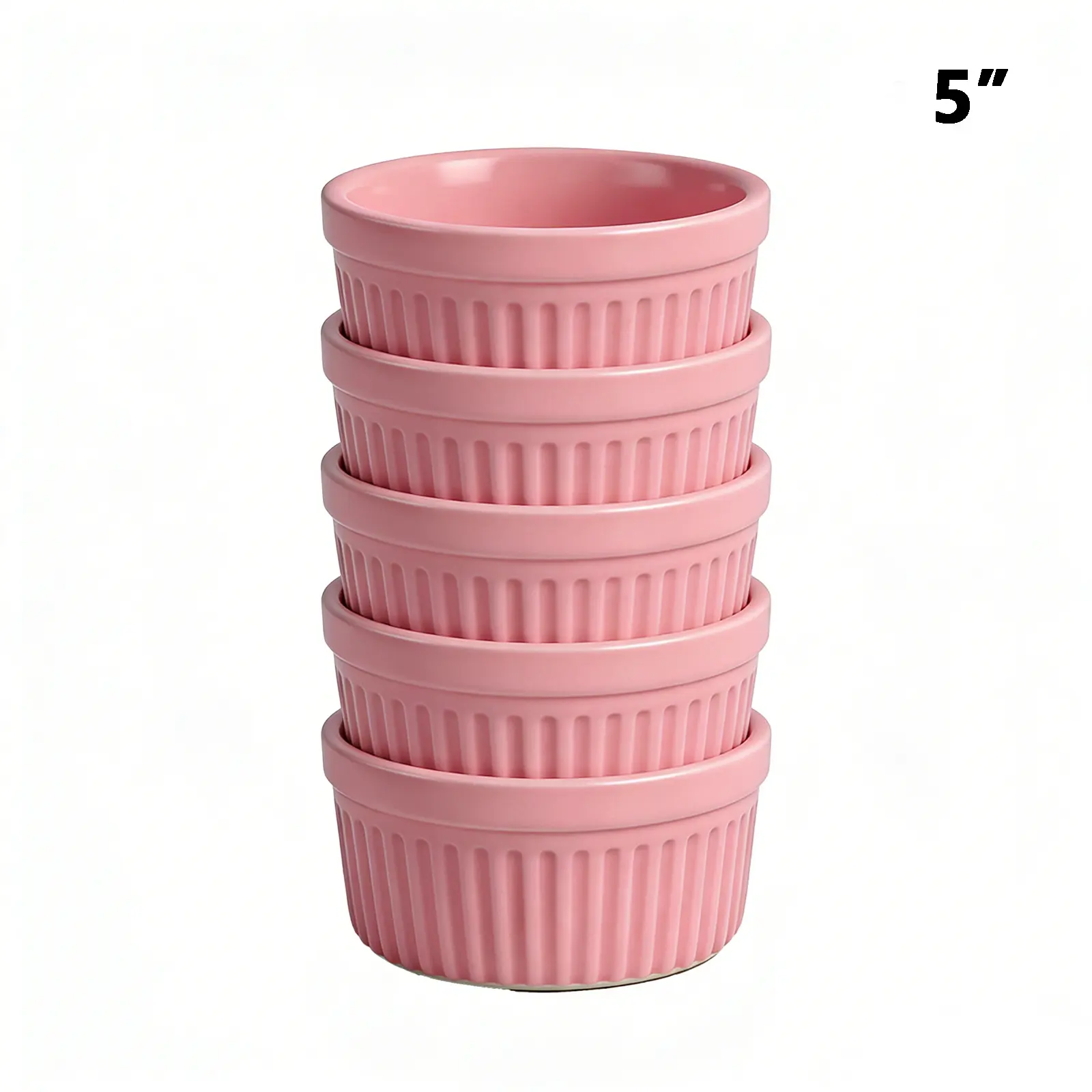 4Pcs 5" Stripe Bowl-Pink 