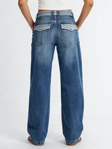 High Rise Barrel Leg Dark Wash Jeans for Women Stylish Comfortable Fit with Flattering Silhouette Modern Look Ideal for Casual Semi Formal Occasions