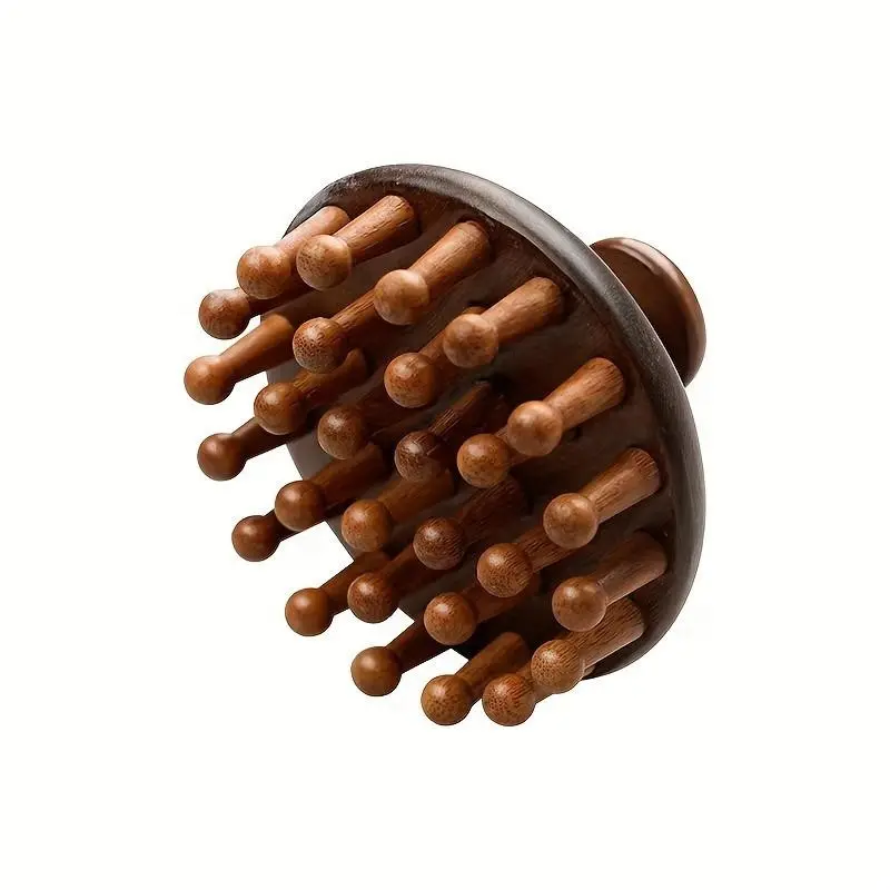 Gold Sandalwood Massage Comb, 28 Needle Head Acupuncture Comb, Anti-Static Hair Brush, Natural Gold Sandalwood, Deep Scalp Massage