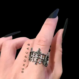 Silver Cross Crucifix Ring - Adjustable Size