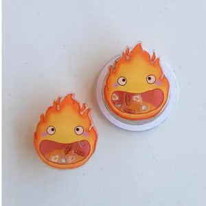 Fire Spirit Shaker Phone Grip | Fire Demon Shaker Phone Stand, Spirited Away Ghibli Anime Fan Cute Booktok Merch, Bookish Reader Girls Women Gift