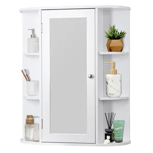 New Choice Deal Wall Mounted Cabinet Bathroom Kitchen Medicine Storage Organizer with Mirror, White