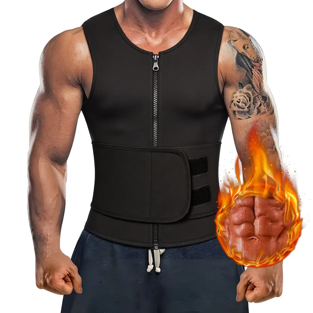 Men's Neoprene Sauna Sweat Vest - Adjustable Fitness Men's Sports Vest for Male, Waist Trainer, Fitness Corset Body Shaper, Single Belt Trimmer, All Seasons, Breathable, Quick Dry, Sauna Vest, Belly