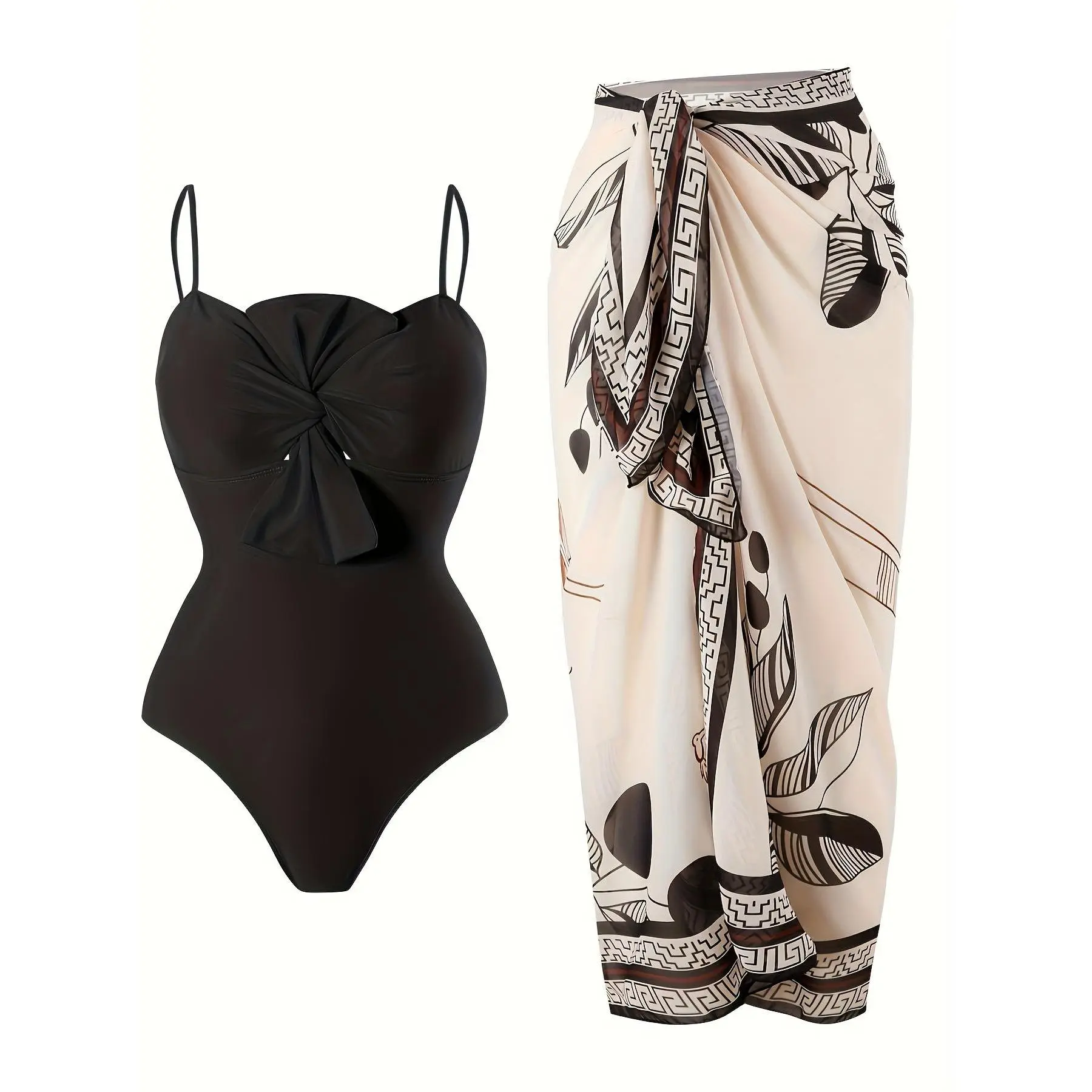 [New, One-piece Swimsuit] European American Fashion One-piece Butterfly Back Swimsuit |     Women's Beach Mesh Skirt Swimsuit