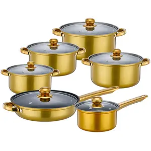 Stainless Steel 12-Piece Cookware Set with Heat-Resistant Handles, Glass Lids, Suitable for Induction & Gas, Frying Pan, Wok & Casserole for All Cooking Needs Kitchen Cookware Sets