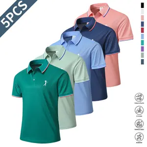 Pack of 5 men's shirts, featuring premium prints, high-quality short-sleeve casual wear, stylish breathable summer shirts, suitable for business, leisure, and comfortable tennis training, as well as gifts and other formal occasions.