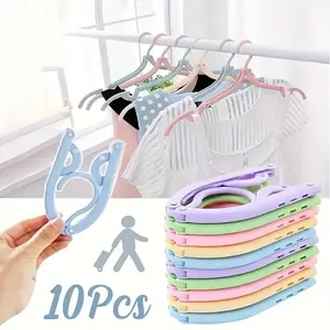 10pcs Portable Folding Travel Hangers, Essential Cruise Accessories, Space-Saving Clothes Drying Racks, Hangers for Clothes, Travel Clothes Rack, Clothes Hanger Organizers