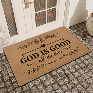 1Pc Blessing Message Printed Door Mat Linen Surface Diatomaceous Mud Anti Slip And Absorbent Entrance Door Mat Indoor And Outdoor Printed Door Mat Kitchen Restaurant Bathroom Bedroom Decor Holiday Home Decor