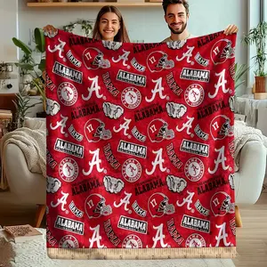 Alabama University Pattern Blanket, Warm Soft Micro Flannel Throw, Multi-Purpose Bedding, Dorm Room Decor, Gift for Family Friends