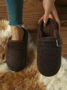 Women's & Men's Plush Slippers, Indoor Outdoor Warm Winter Shoes, Soft Fabric, Thick Sole, Non-Slip, Coffee Brown color Available