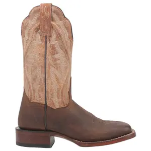 Dan Post Boots Womens Babs Leather Embroidered Square Toe Pull On  Casual Boots Mid Calf Low Heel 1-2" - Brown