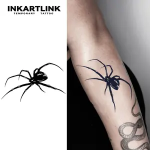 INKARTLINK Tattoo Tech, 2 Sheets Semi-Permanent Temporary Tattoos, Spider Series, Adult Art Design,Lasts 1-2 Weeks, Waterproof, Realistic Look, No Adhesive, No Reflection,For Man And Woman,Ideal for Swimming, Party