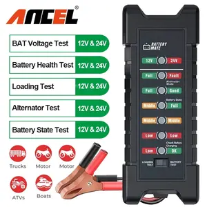ANCEL BM410 Car 7 Digital Battery Health Tester 12V & 24V Battery Load Analyzer for Vehicle/Car/Truck/AVT/Motorcycle/Boat