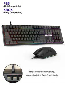 108-Key RGB Gaming Keyboard & Mouse Combo - Hot-Swappable Wired Mechanical with Linear Red Switches, 7200DPI Adjustable Mouse for PC/Mac/Xbox (Black/Grey)
