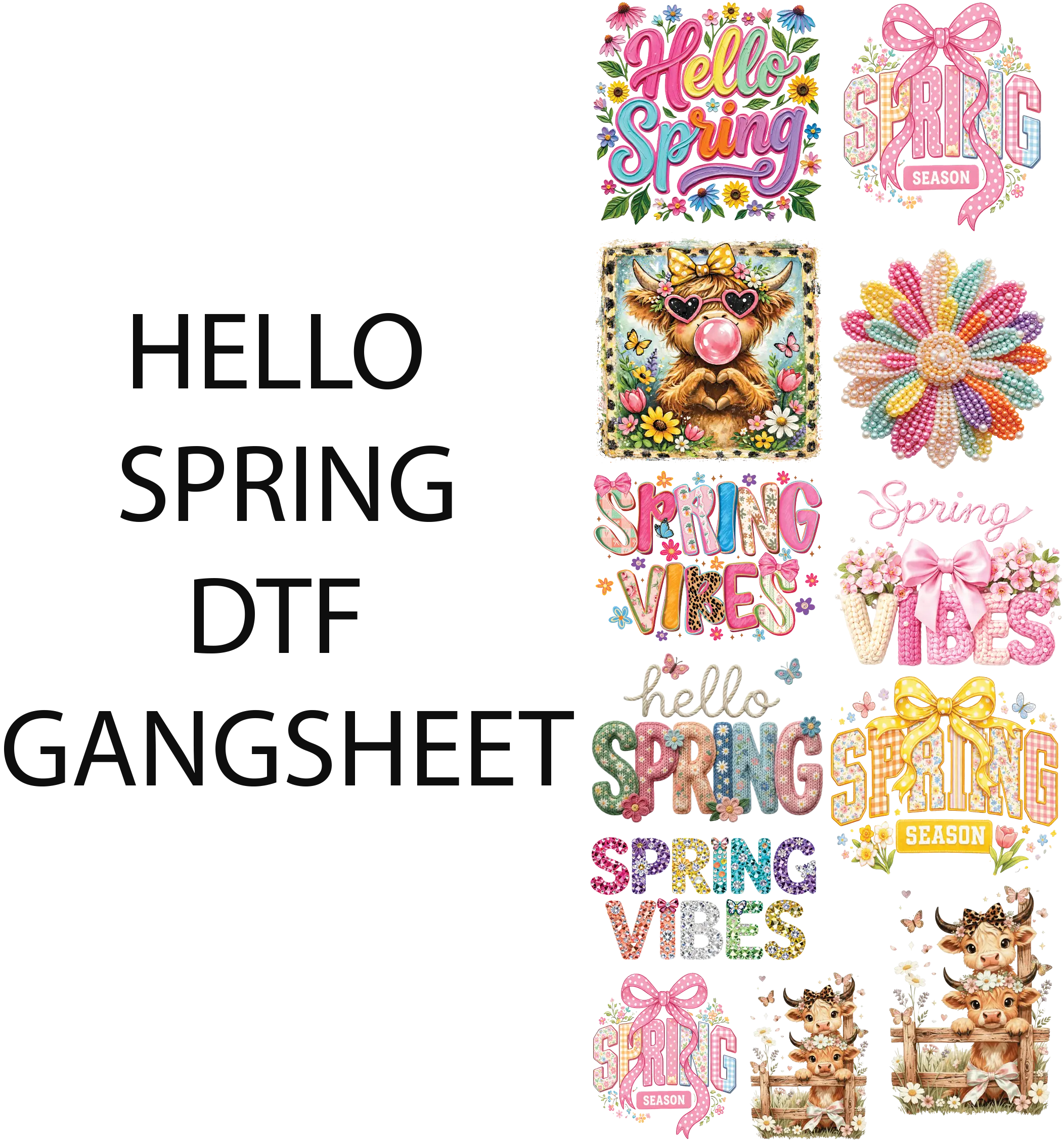 SPRING VIBES DTF GANGSHEET FOR SHIRTMAKING