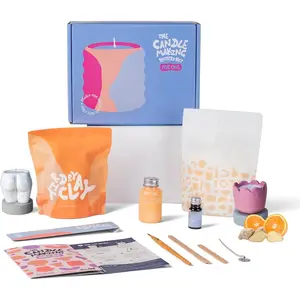 Candle Making & Pottery Kit - Complete Art Set: Includes Air Dry Clay, Soy Wax,  & Tools - DIY Arts & Crafts  for Adults, Teens, Men & Women Crafting Supplies (Orange Ginger)