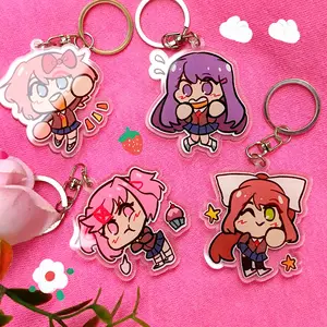 DDLC Doki Literature Club Acrylic Keychain, Cute Keyring Accessories, Kawaii Bag Accessory, Cool Collectible Gift for Fans, Aesthetic Merch for Players