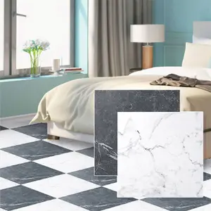 Art3d 12"x12" 30-Pack Peel and Stick Vinyl Tiles, Checkerboard Floor Design, Waterproof Self-Adhesive Flooring, Black & White Marble Pattern