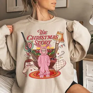 [Sale up to 30%] + [FREE SHIP] Funny Christmas Movie Sweatshirt, Leg Lamp Crewneck Cotton Fabric Pullover, The Xmas Story Longsleeve Sweater Tops, Oh Fudge Holiday Graphic Gift Streetwear